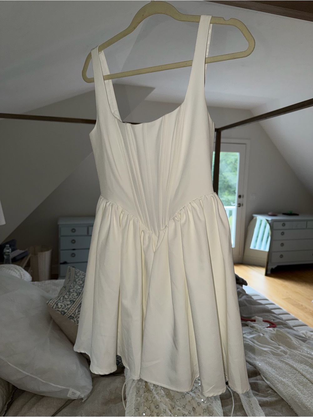 Showpo Cream Sleeveless Mini Dress